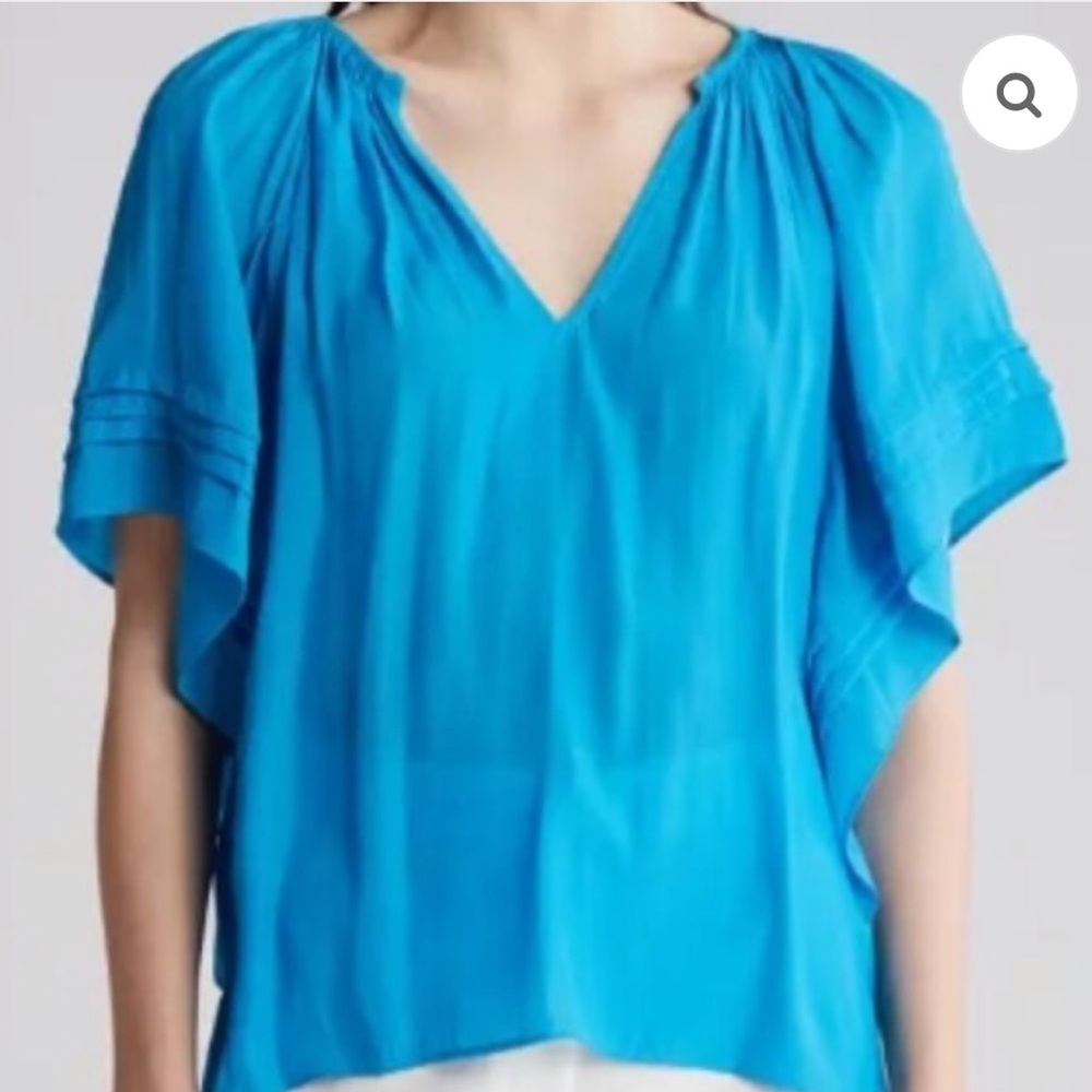 Ramy Brook Kylo Flutter Sleeve Blue Top - Picture 3 of 4